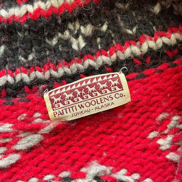 Paititi Woolens Co Full Zip Sweater Size Medium Red Fair Isle Alaska Chunky Knit - Picture 14 of 16